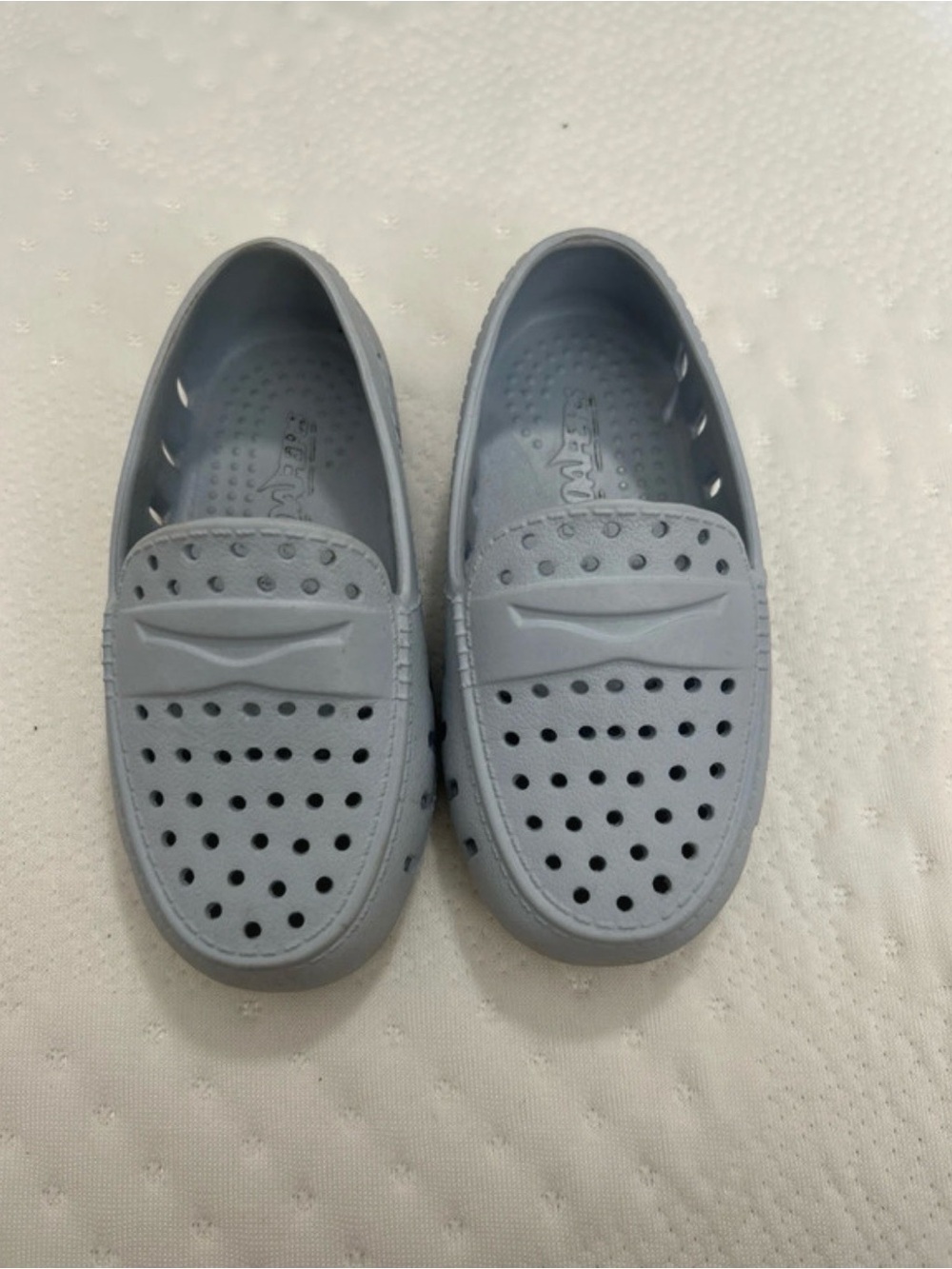Kids' Lightweight Perforated Dress Loafers in Light Gray